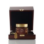 Thyme honey with 24K gold flakes in a handmade wooden gift box