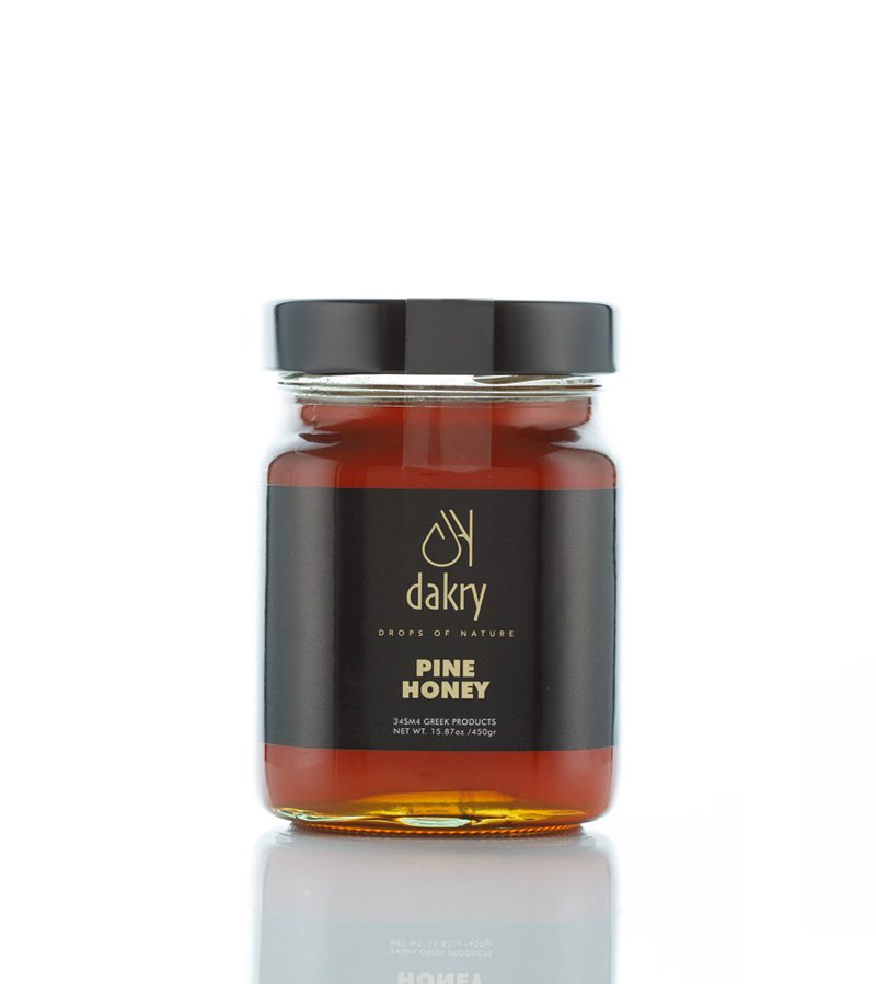 Jar of dense Greek pine honey