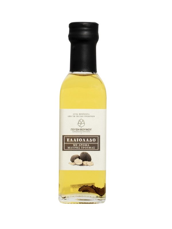 Black Truffle Olive Oil Bottle of extra virgin olive oil infused with black truffle, 100ml