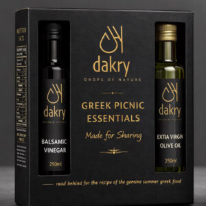 Dakry | Greek Picnic Essentials   Ex. Virgin Olive Oil & Black balsamic vinegar.