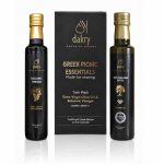 Dakry Olive Greek picnic gift set with extra virgin olive oil and black balsamic vinegar