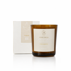 Honey and White Musk soy candle by Dakry in elegant glass jar