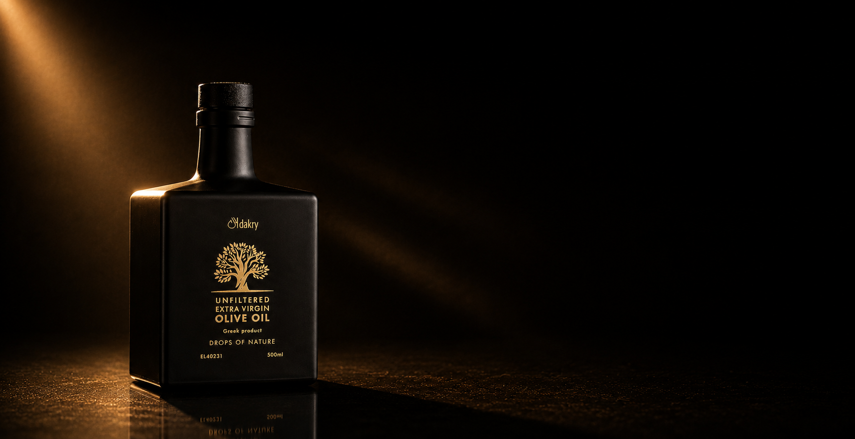 Dakry unfiltered Greek extra virgin olive oil bottle